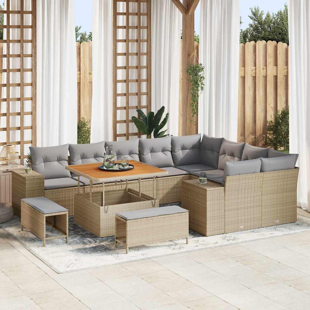 Garten Sofa Set Beige Hellgrau 12-teilig