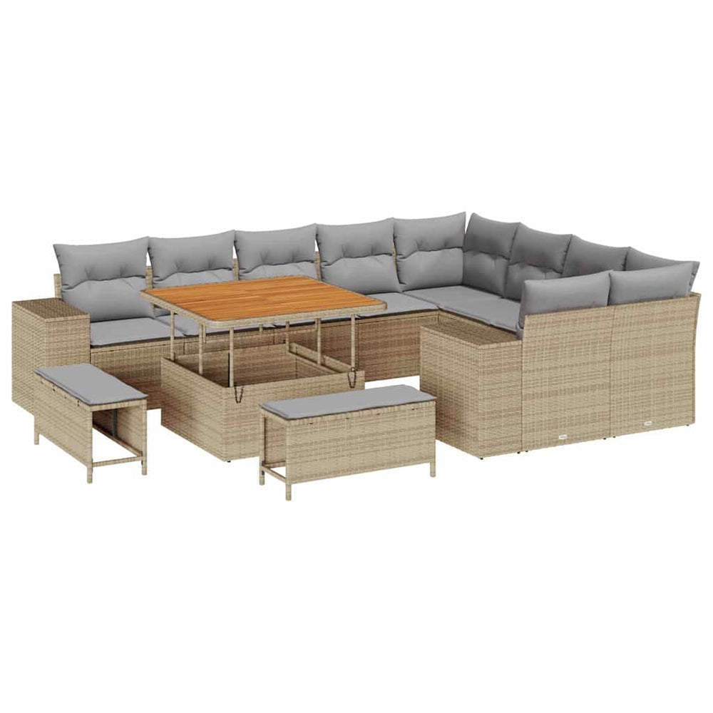 Garten Sofa Set Beige Hellgrau 12-teilig