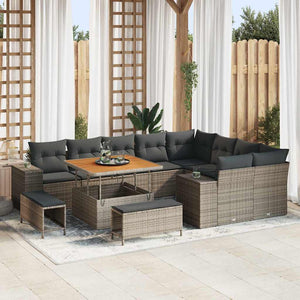 Gartenmöbel Set Grau mit Kissen & Stauraum