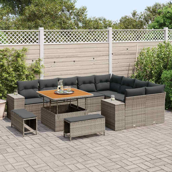 Gartenmöbel Set Grau mit Kissen & Stauraum
