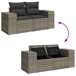 Gartenmöbel Set Grau mit Kissen & Stauraum