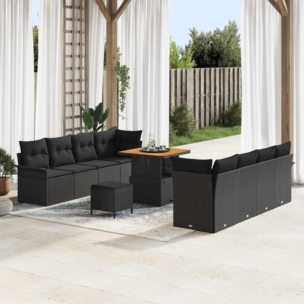vidaXL Salon de jardin avec coussins et espace de rangement Noir 80 x 80 x 71 cm