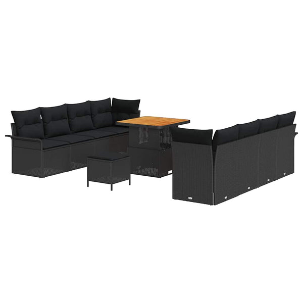 Schwarzes Gartensofa-Set mit Kissen und Stauraum