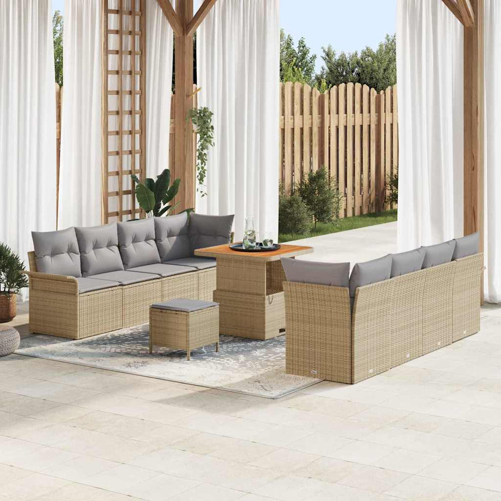 Garten Sofa Set mit Kissen, Beige/Hellgrau
