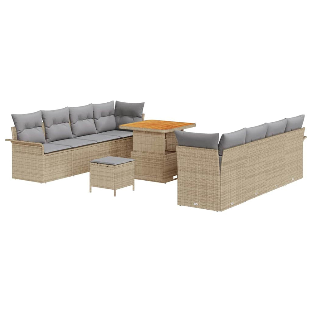 Garten Sofa Set mit Kissen, Beige/Hellgrau