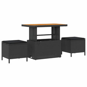 Schwarzes Gartensofa-Set mit Kissen und Stauraum