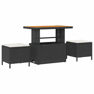 Garten Sofa Set Schwarz Creme mit Kissen