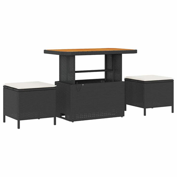 Garten Sofa Set Schwarz Creme mit Kissen