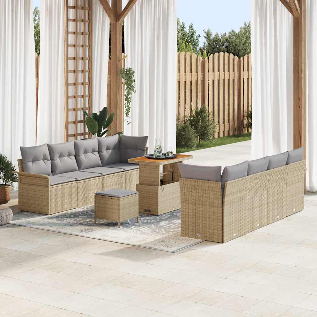 Garten Sofa Set Beige/Hellgrau mit Kissen