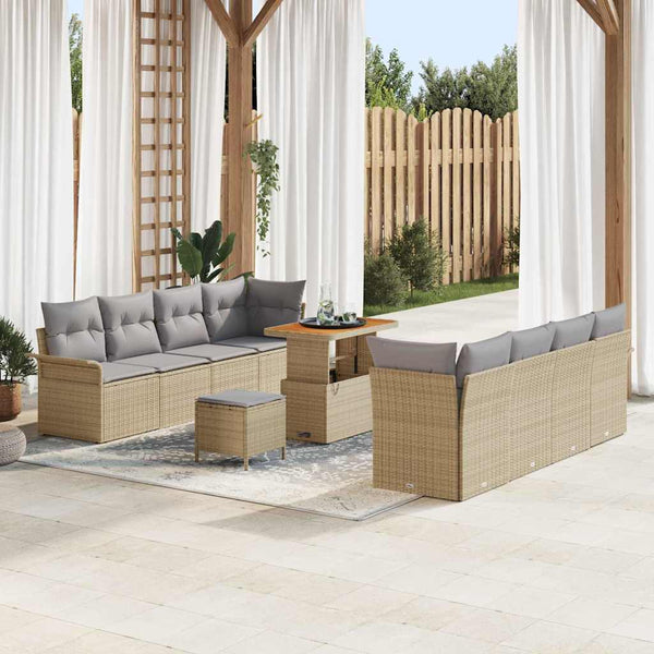 Garten Sofa Set Beige/Hellgrau mit Kissen