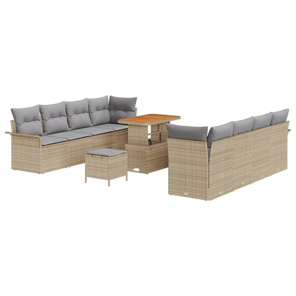 Garten Sofa Set Beige/Hellgrau mit Kissen