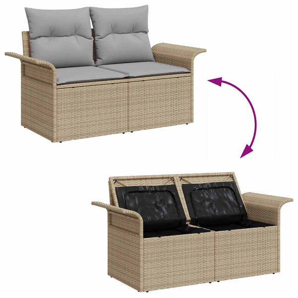 Garten Sofa Set Beige/Hellgrau mit Kissen