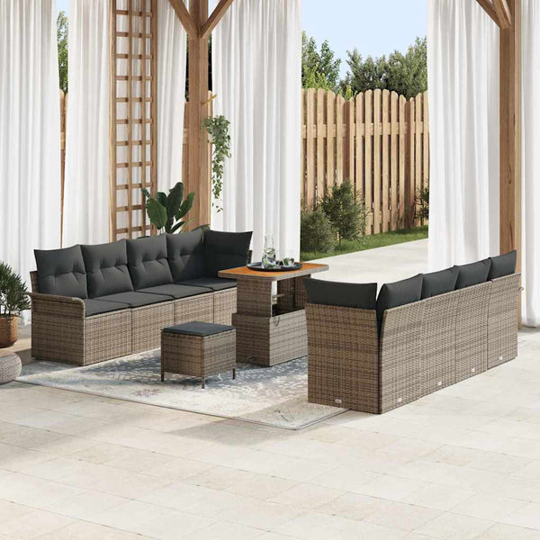 Garten Sofa Set Grau mit Kissen & Stauraum