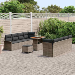 Garten Sofa Set Grau mit Kissen & Stauraum