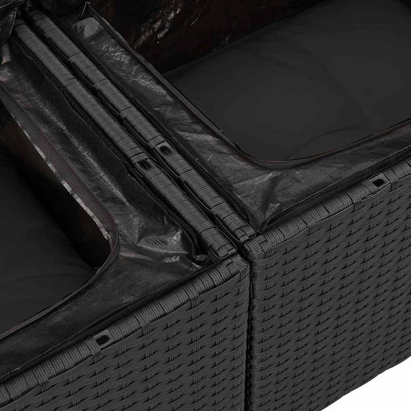 Garten Sofa Set Schwarz mit Kissen