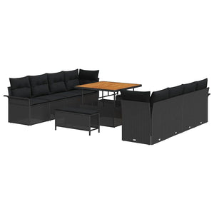 Garten Sofa Set Schwarz mit Kissen