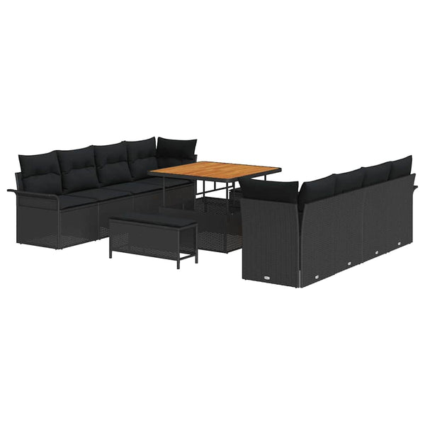 Garten Sofa Set Schwarz mit Kissen