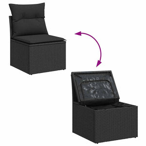 Garten Sofa Set Schwarz mit Kissen