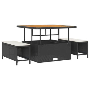Garten Sofa Set Schwarz Creme mit Kissen