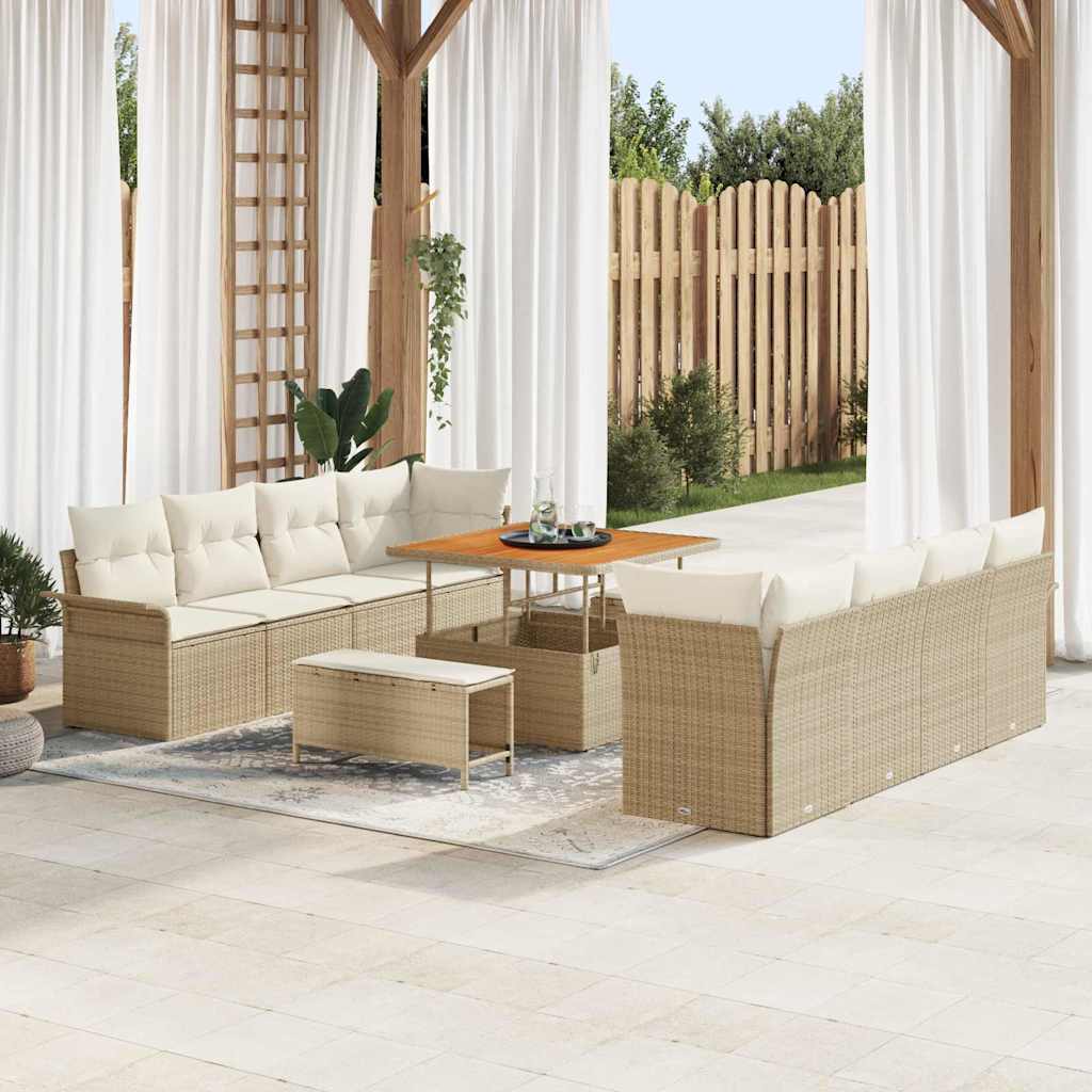 Garten Sofa Set Beige mit Kissen