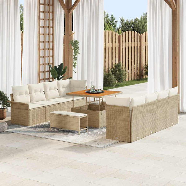 Garten Sofa Set Beige mit Kissen