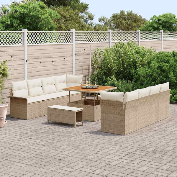 Garten Sofa Set Beige mit Kissen