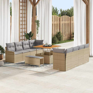 Garten Sofa Set Beige/Hellgrau mit Kissen