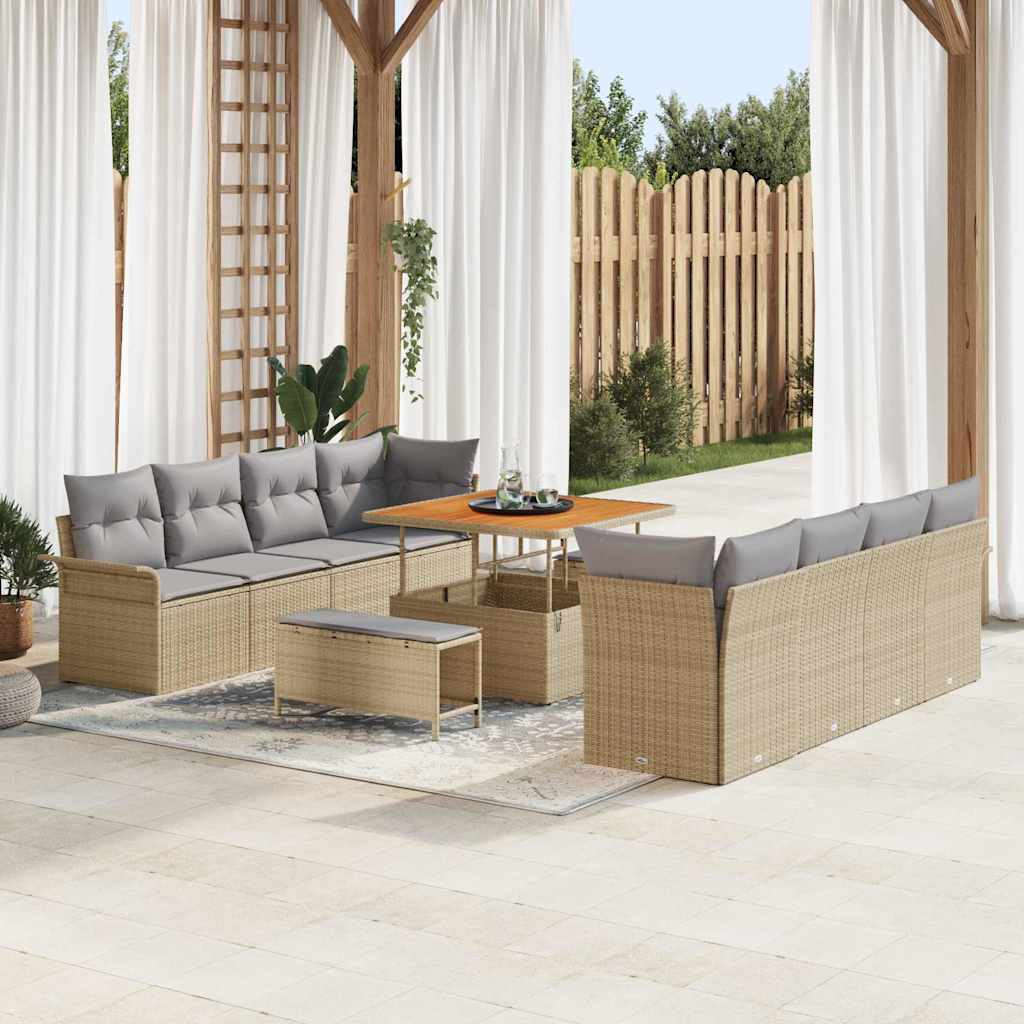 Garten Sofa Set Beige/Hellgrau mit Kissen
