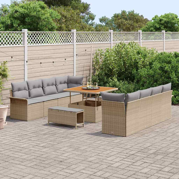 Garten Sofa Set Beige/Hellgrau mit Kissen