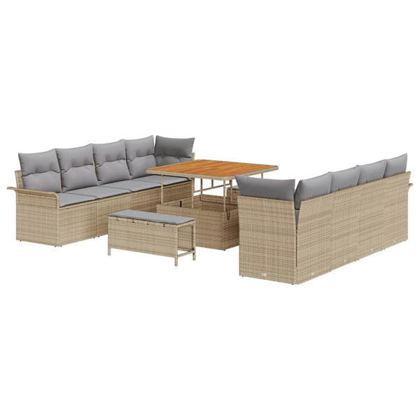 Garten Sofa Set Beige/Hellgrau mit Kissen