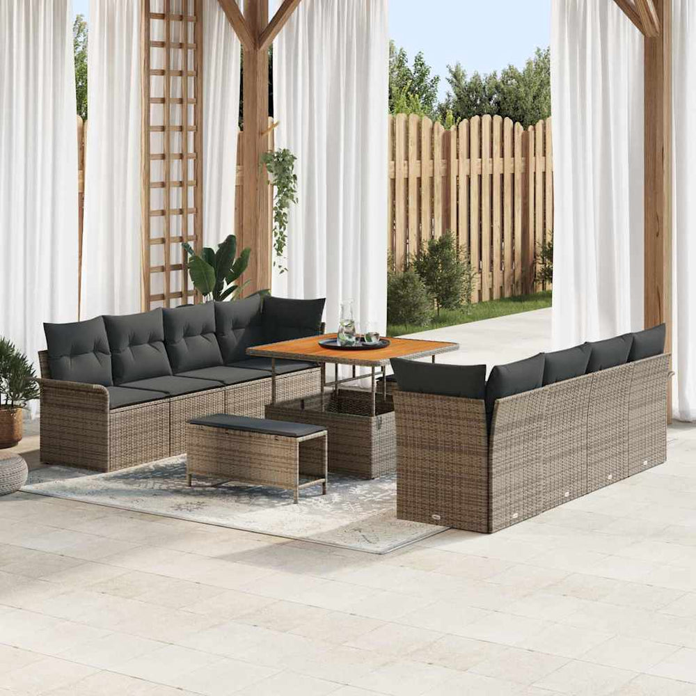 Graues Garten-Sofa-Set mit Kissen & Stauraum