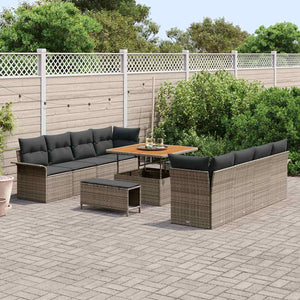 Graues Garten-Sofa-Set mit Kissen & Stauraum