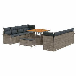 Graues Garten-Sofa-Set mit Kissen & Stauraum