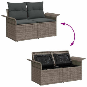 Graues Garten-Sofa-Set mit Kissen & Stauraum