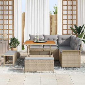 Garten Sofa Set Beige Hellgrau 8-teilig