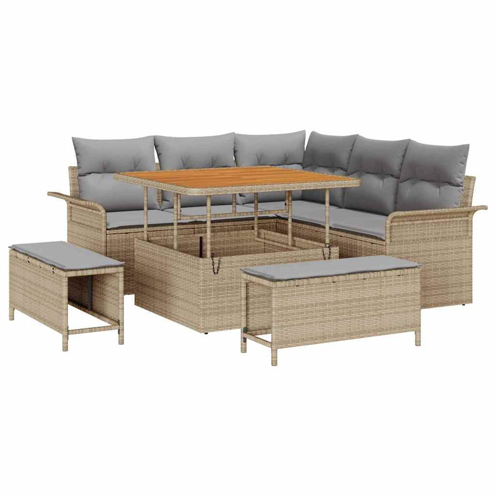 Garten Sofa Set Beige Hellgrau 8-teilig