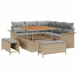 Garten Sofa Set Beige Hellgrau 8-teilig