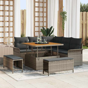 Garten Sofa Set Grau mit Kissen & Stauraum