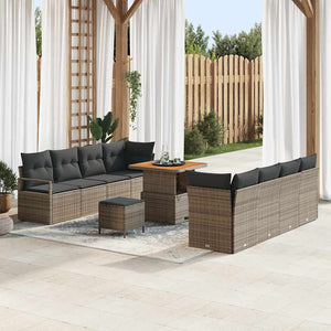 Garten Sofa Set Grau mit Kissen & Stauraum