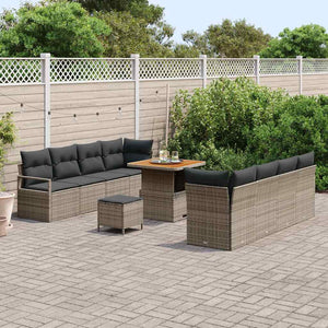 Garten Sofa Set Grau mit Kissen & Stauraum