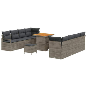Garten Sofa Set Grau mit Kissen & Stauraum