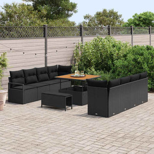 Garten Sofa Set Schwarz mit Kissen 100x100 cm
