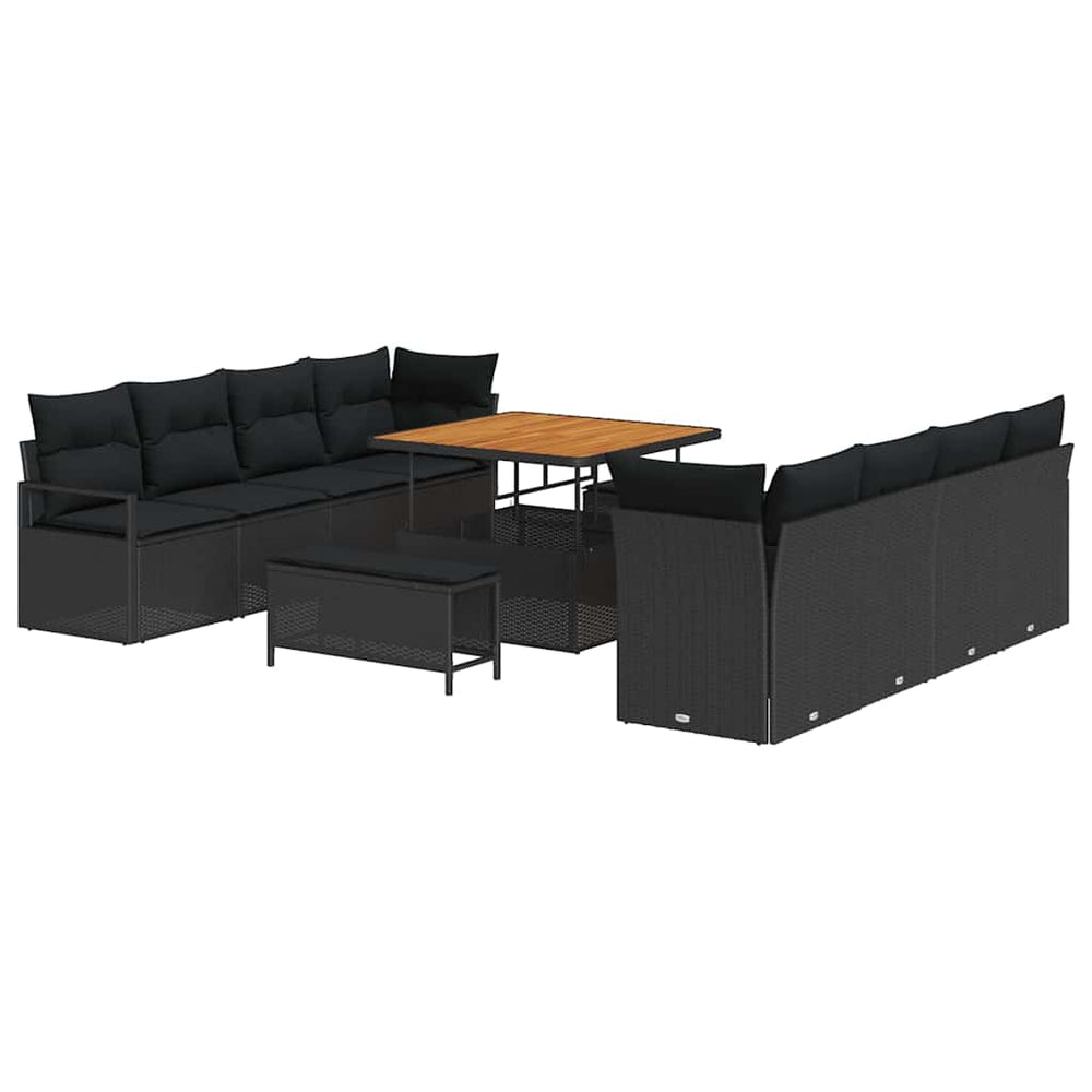 Garten Sofa Set Schwarz mit Kissen 100x100 cm