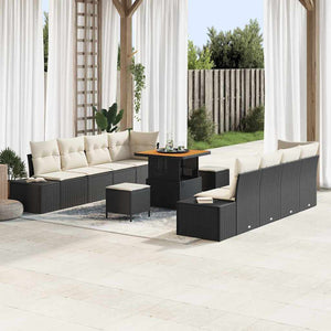 Gartensofa Set Schwarz mit Kissen