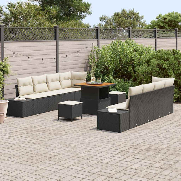 Gartensofa Set Schwarz mit Kissen