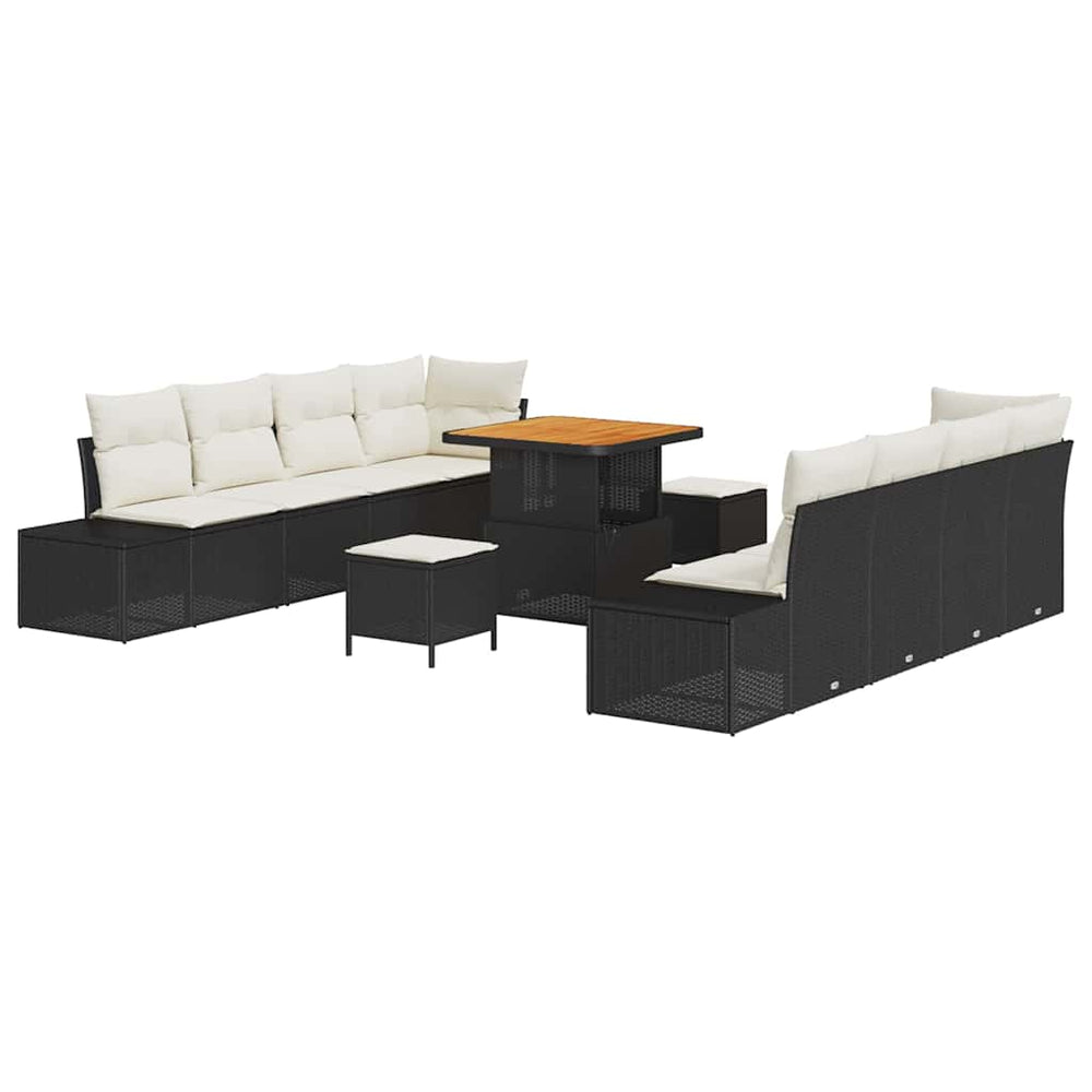 Gartensofa Set Schwarz mit Kissen