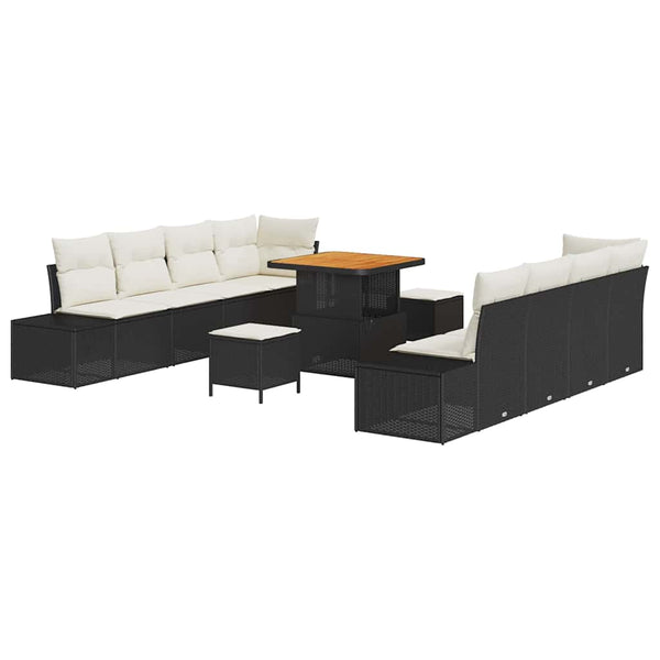 Gartensofa Set Schwarz mit Kissen