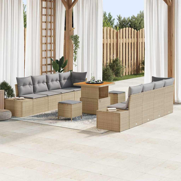 Gartensofa Set Beige Poly Rattan