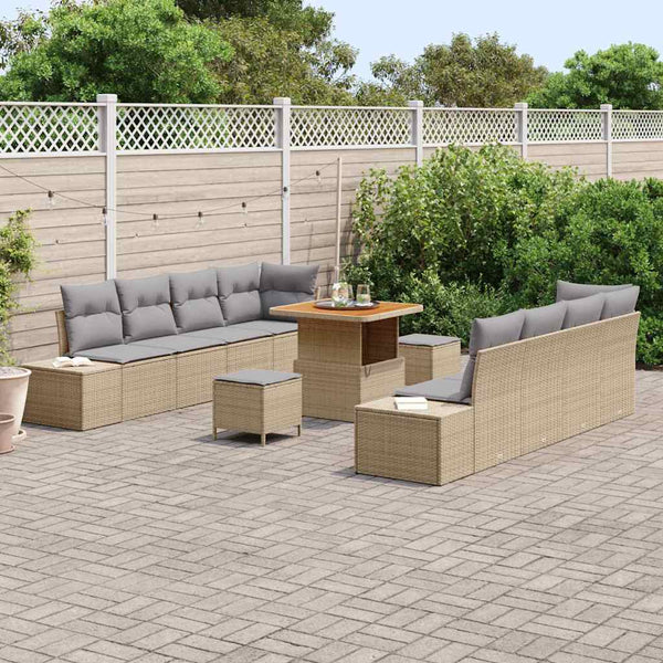 Gartensofa Set Beige Poly Rattan