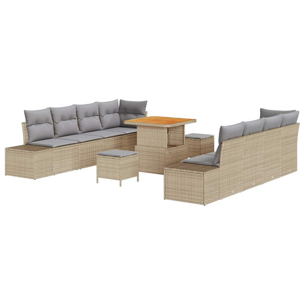 Gartensofa Set Beige Poly Rattan